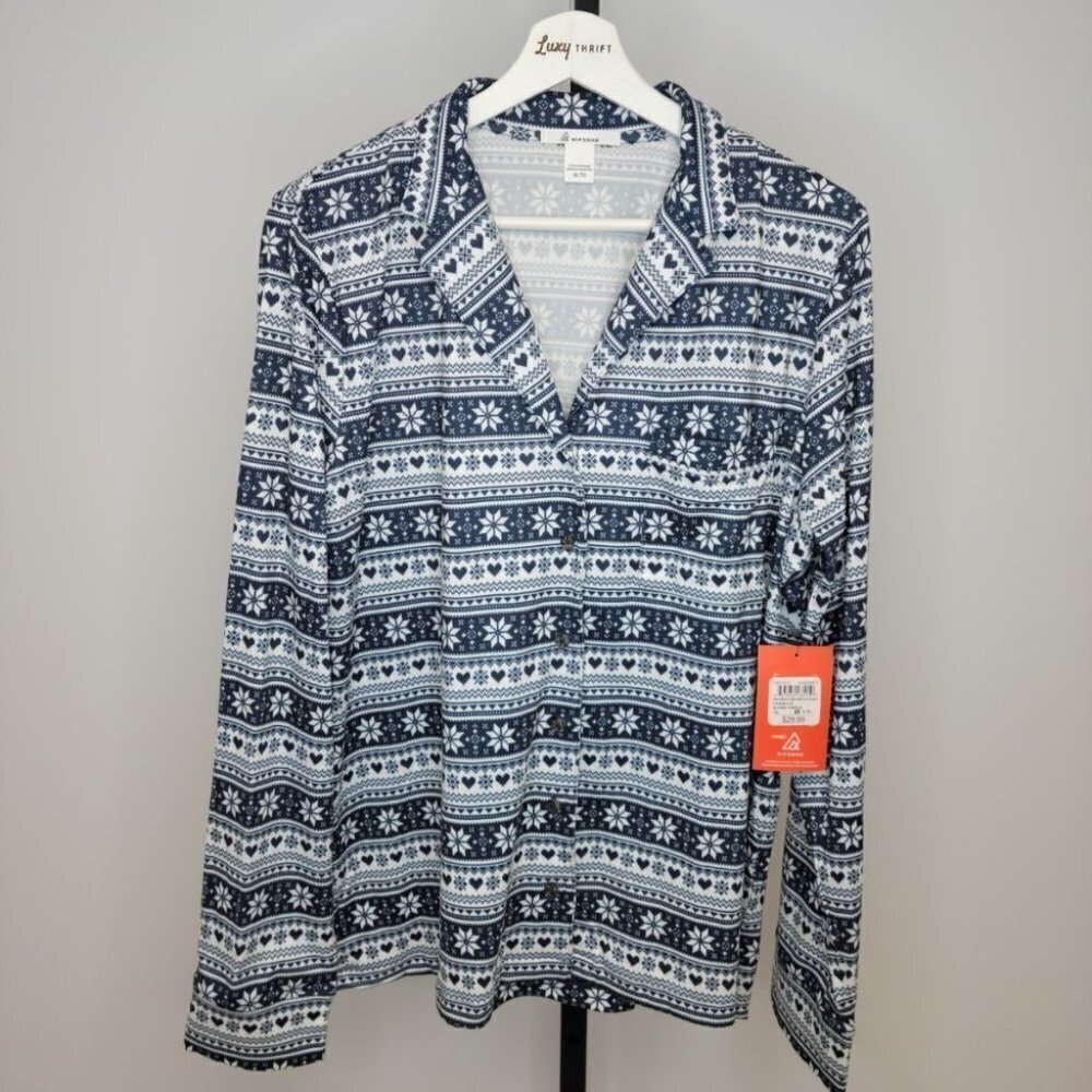 Ripzone Jersey Pajama Button Down Top